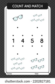 Count and match game with glasses. worksheet for preschool kids, kids activity sheet