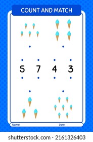 Count and match game with ice cream. worksheet for preschool kids, kids activity sheet