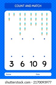 Count and match game with ice cream. worksheet for preschool kids, kids activity sheet