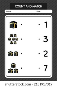 Contar y hacer juego con kaaba. hoja de trabajo para niños de preescolar, hoja de actividades para niños