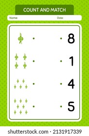 Count and match game with ketupat. worksheet for preschool kids, kids activity sheet