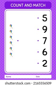 Contar y hacer juego con cometas. hoja de trabajo para niños de preescolar, hoja de actividades para niños