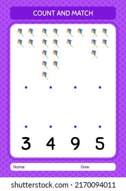 Contar y hacer juego con cometas. hoja de trabajo para niños de preescolar, hoja de actividades para niños