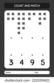 Count and match game with laptop. worksheet for preschool kids, kids activity sheet