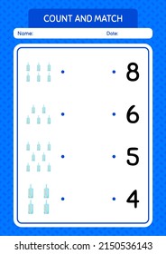 Count and match game with message bottle. worksheet for preschool kids, kids activity sheet