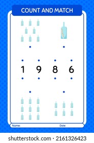 Count and match game with message bottle. worksheet for preschool kids, kids activity sheet