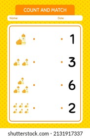 Count and match game with mosque. worksheet for preschool kids, kids activity sheet