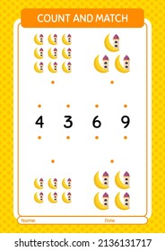 Count and match game with mosque. worksheet for preschool kids, kids activity sheet