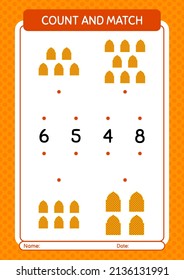 Count and match game with mosque. worksheet for preschool kids, kids activity sheet