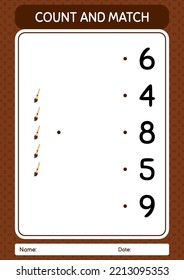 Count and match game with paint brush. worksheet for preschool kids, kids activity sheet