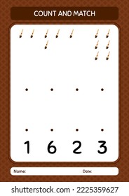 Count and match game with paint brush. worksheet for preschool kids, kids activity sheet