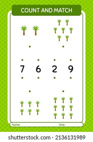 Count and match game with palm tree. worksheet for preschool kids, kids activity sheet