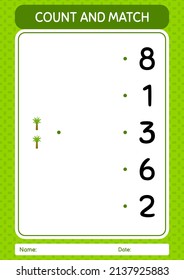 Count and match game with palm tree. worksheet for preschool kids, kids activity sheet