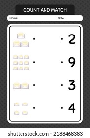 Count and match game with paper mail. worksheet for preschool kids, kids activity sheet