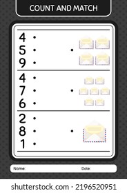 Count and match game with paper mail. worksheet for preschool kids, kids activity sheet