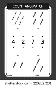 Count and match game with pen. worksheet for preschool kids, kids activity sheet