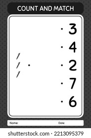 Count and match game with pen. worksheet for preschool kids, kids activity sheet