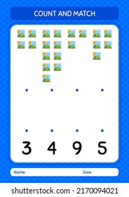 Count and match game with photograph. worksheet for preschool kids, kids activity sheet