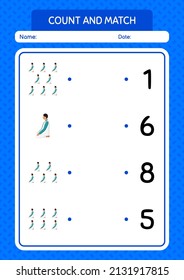 Count and match game with praying. worksheet for preschool kids, kids activity sheet