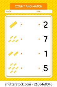 Count and match game with ruler. worksheet for preschool kids, kids activity sheet