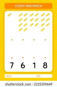 Count and match game with ruler. worksheet for preschool kids, kids activity sheet