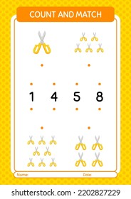 Count and match game with scissors. worksheet for preschool kids, kids activity sheet