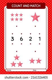 Count and match game with seastar. worksheet for preschool kids, kids activity sheet