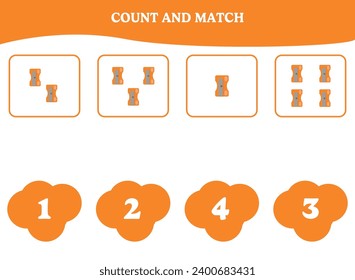 Count and match game with sharpener. Educational worksheet design for preschool, kindergarten students. Learning mathematics. Brain teaser fun activity for kids.