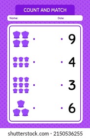 Count and match game with shells. worksheet for preschool kids, kids activity sheet