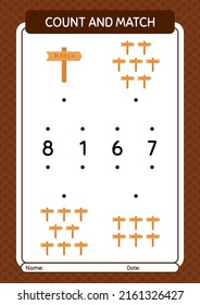 Count and match game with sign board. worksheet for preschool kids, kids activity sheet