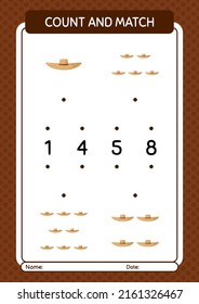 Contar y hacer juego con sombrero de paja. hoja de trabajo para niños de preescolar, hoja de actividades para niños