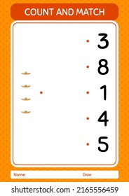 Count and match game with straw hat. worksheet for preschool kids, kids activity sheet