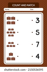 Contar y hacer juego con maleta. hoja de trabajo para niños de preescolar, hoja de actividades para niños