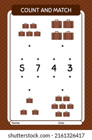 Count and match game with suitcase. worksheet for preschool kids, kids activity sheet