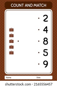 Zähl das Spiel mit dem Koffer. Arbeitsblatt für Vorschulkinder, Kinderaktivität