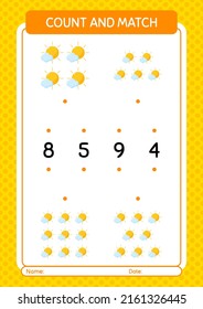 Count and match game with sun. worksheet for preschool kids, kids activity sheet