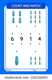 Count and match game with surfboard. worksheet for preschool kids, kids activity sheet
