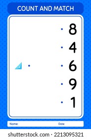 Count and match game with triangle ruler. worksheet for preschool kids, kids activity sheet