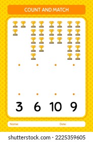 Count and match game with trophy. worksheet for preschool kids, kids activity sheet