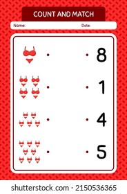 Count and match game with underwear. worksheet for preschool kids, kids activity sheet