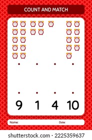 Count and match game with waker clock. worksheet for preschool kids, kids activity sheet