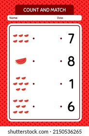 Contar y hacer juego con sandía. hoja de trabajo para niños de preescolar, hoja de actividades para niños