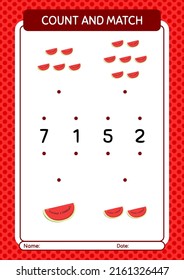 Count and match game with watermelon. worksheet for preschool kids, kids activity sheet