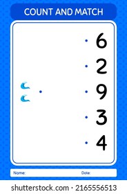 Count and match game with waves. worksheet for preschool kids, kids activity sheet