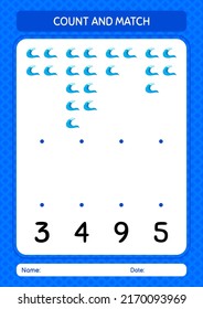 Count and match game with waves. worksheet for preschool kids, kids activity sheet