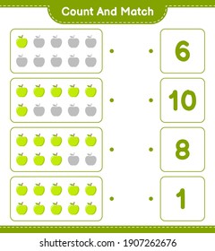 Count and match, count the number of Apple and match with right numbers. Educational children game, printable worksheet, vector illustration