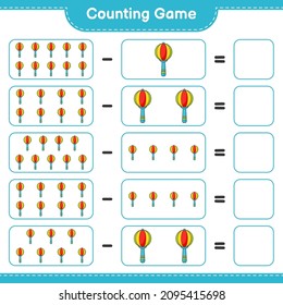 Count and match, count the number of Baby Rattle and match with the right numbers. Educational children game, printable worksheet, vector illustration