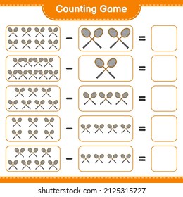 Count and match, count the number of Badminton Rackets and match with the right numbers. Educational children game, printable worksheet, vector illustration