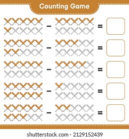 Count and match, count the number of Baseball Bat and match with the right numbers. Educational children game, printable worksheet, vector illustration