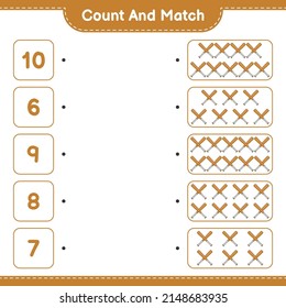 Count and match, count the number of Baseball Bat and match with the right numbers. Educational children game, printable worksheet, vector illustration